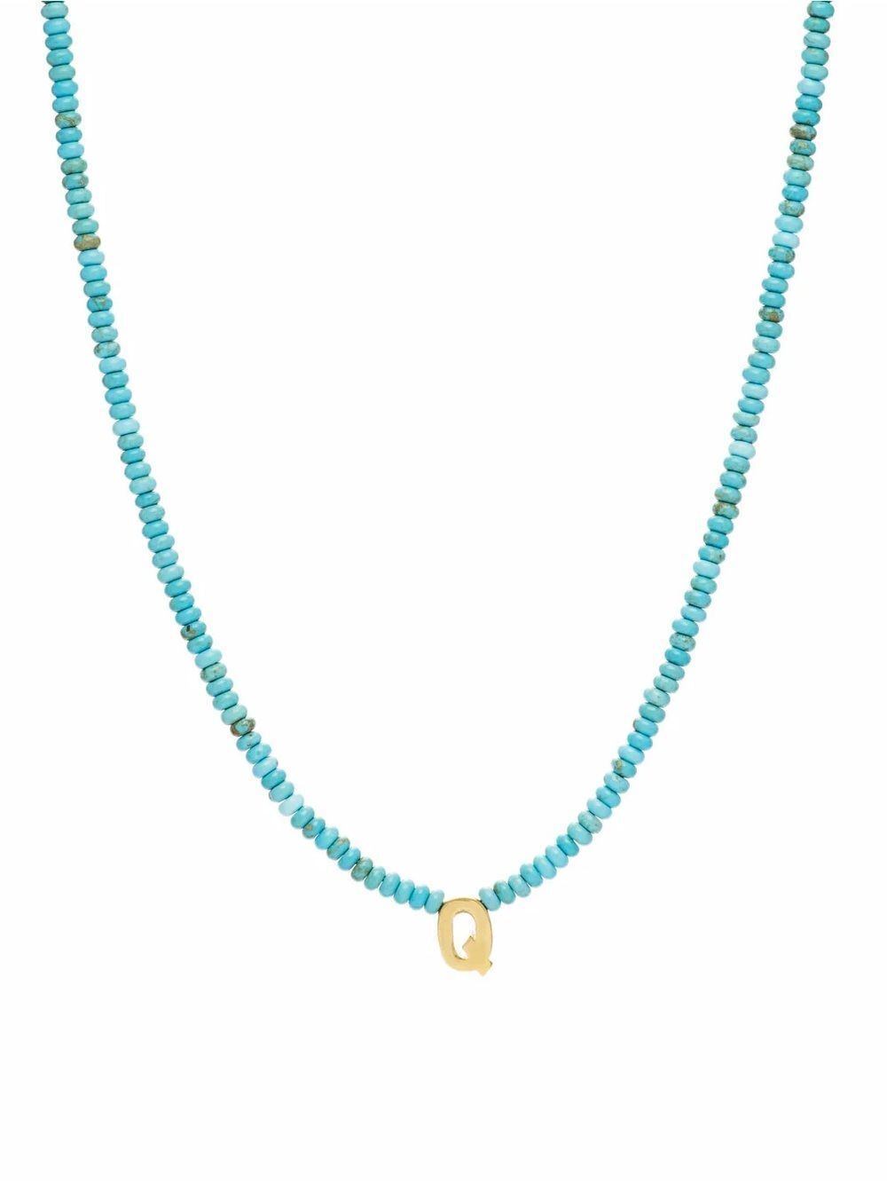 Q - Initial Turquoise Beaded Necklace by Mayamar